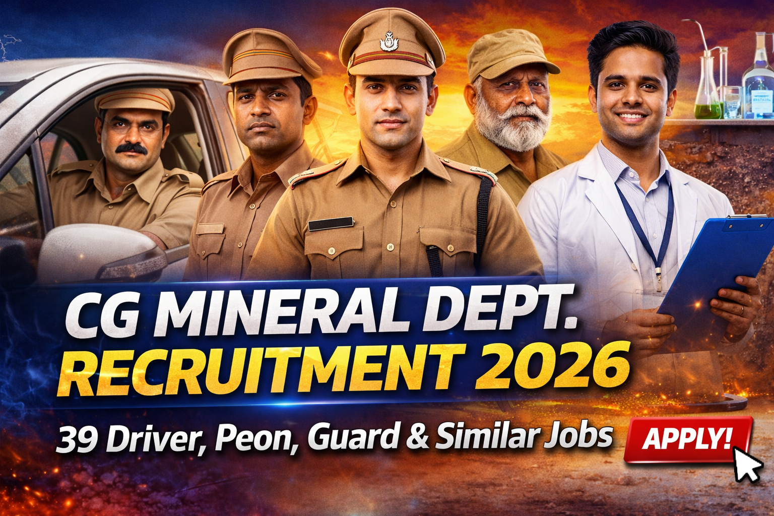 छत्तीसगढ़ खनिज विभाग भर्ती 2026: Driver, Peon, Guard और अन्य 39 पदों पर भर्ती.